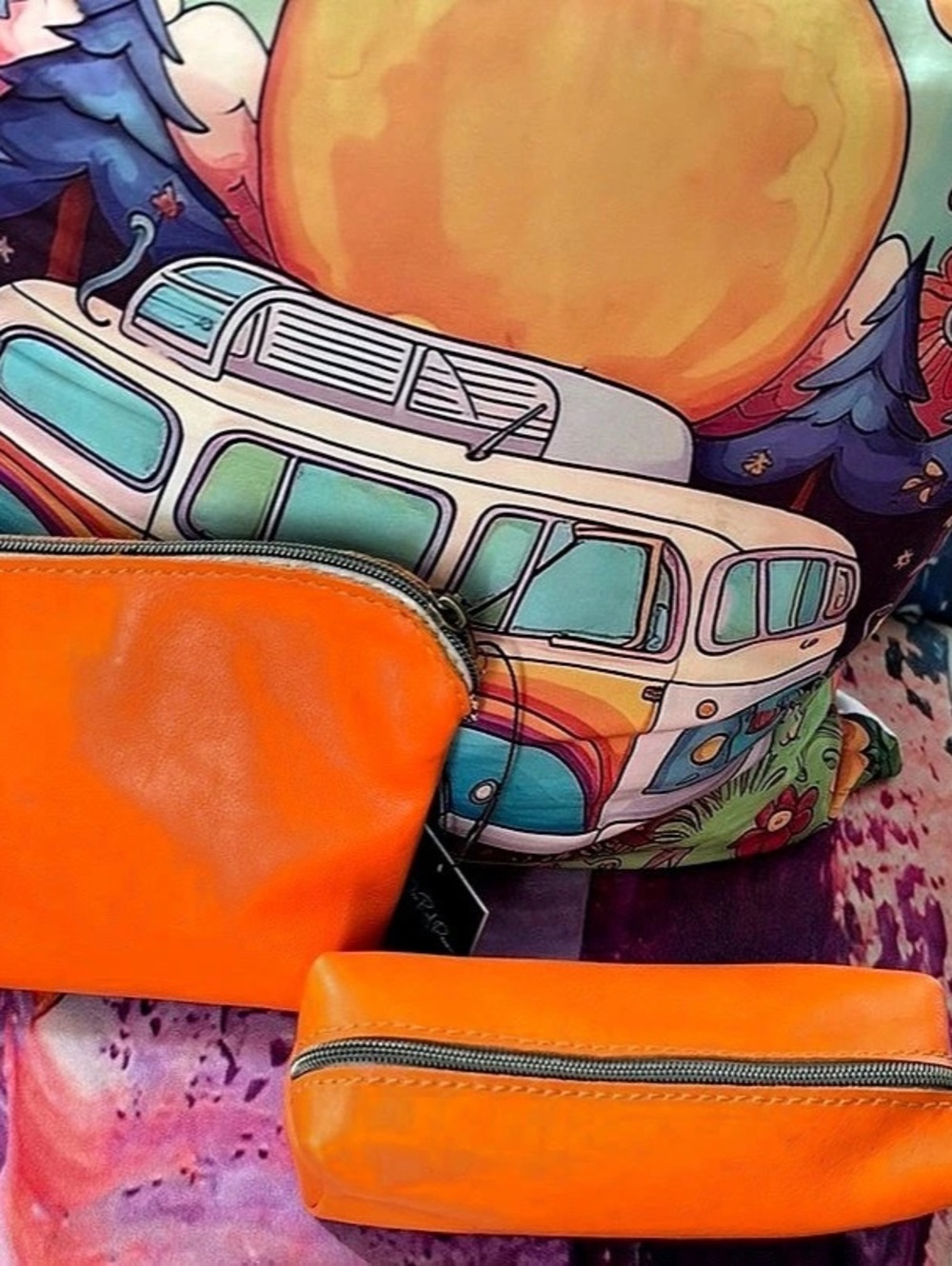 Orange Zip Pouch Set